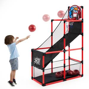 lot 3094 image: JOYIN Red Arcade Basketball Game Set, Indoor Basketball Hoop for Kids 3 to 12 Years Old, Easy Set Up Sports Toy with 4 Balls, Gifts for Boys and Girls
