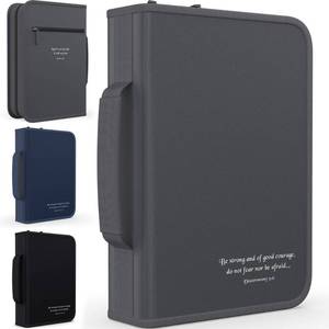 lot 4161 image: DEHITE Bible Cover Case for Men �� Bible Cover for Men and Women �� Large Size �� Fits Book 7 x 10.1 x 1.9 �� Pen Slots �� Zippered Pocket �� Premium Fabric �� Grey Christian Gift