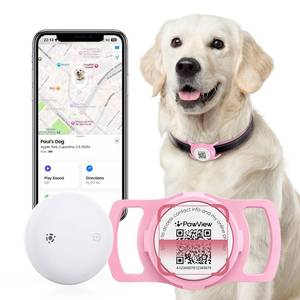 lot 4166 image: Smart Pet Tracker for Collar - Dog Trackers Location for Pet with Holder, No Monthly Fee, Real-Time Tracking, iOS Only, Emergency Contact, Long-Lasting, Anti-Lost Tracker for Cats, Bag Straps,Pink