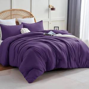 lot 4184 image: CozyLux Queen Comforter Set Purple, 3 Pieces Solid Queen Comforter Breathable Quilted Style Bedding Sets, Luxury Soft Bed Set with Down Alternative Comforter All Season (1 Comforter & 2 Pillowcases)