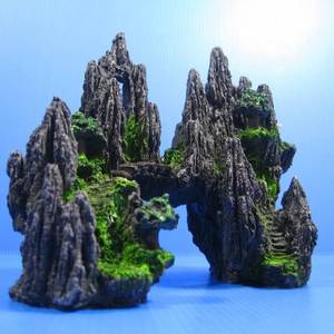 lot 4242 image: Mountain View Aquarium Ornament tree house Cave Bridge fish tank decoration