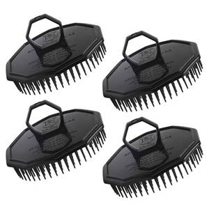 lot 4252 image: Scalp Massage Shampoo Brush, Segbeauty 4pcs Massage Hair Brushes Floriated Shower Comb for Deep Cleaning Hair Mens Hand Brush Growth Beard Brush Pet Grooming Brushes (Black(Ringed Handle))
