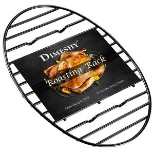 lot 4257 image: DIMESHY Roasting Rack, Black with Integrated Feet, Enamel Finished, Nonstick, fit for 15 inches oval roasting pan, safety, dishwasher, Great for Basting, Cooking, Drying, Cooling rack. (12.5��x 8.5��)