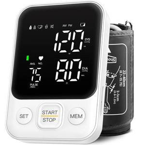 lot 4260 image: Blood Pressure Monitor Upper Arm Machine Accurate Adjustable BP Cuff Kit Led Backlit Display 2 Users 240 Sets Memory Includes Storage Bag White