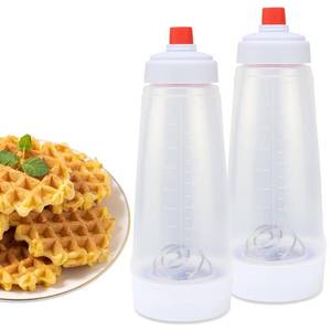 lot 4265 image: 2 Pack Pancake Batter Dispenser with BlenderBall and Wire Whisk, 33 Oz Silicone Squeeze Pancake Mix Dispenser, Kitchen Pancake Batter Dispenser Bottle for Waffle Cupcakes Muffins Crepes Qatayef
