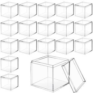 lot 4291 image: CHENGU 18 Pack Acrylic Boxes Clear Cube Small Square Storage Box with Lid Acrylic Display Small Container Clear Candy Cubes for Candy Jewelry Display(2.6 x 2.6 x 2.6 Inch)