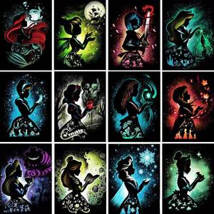 lot 4297 image: 12 Pieces Princess Square Diamond Painting, Square Diamond Art Kits for Adults, Square Drill Diamond Painting, Gemstone Art Painting Kit, DIY Full Rhinestone 5D Diamond Painting Kits (11.8x15.7) inch