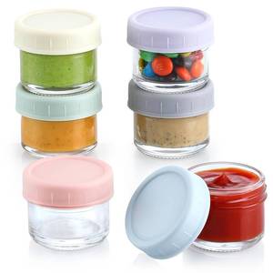 lot 4303 image: VITEVER 6 Pack Salad Dressing Container To Go, 1.7 oz Glass Small Condiment Container with Lids, Dipping Sauce Cups Set, Leakproof Reusable Sauce Containers for Lunch Box Work Trip.