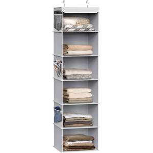 lot 7742 image: Simple Houseware 6 Shelf Hanging Closet Organizer, Gray