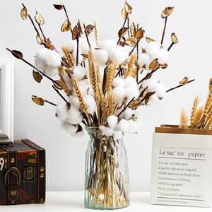 lot 7744 image: Tallew 24 Pieces Farmhouse Cotton Flowers 17.7 Inch Fake Artificial Cotton Stems with Head Dried Wheat Stalks Natural Wheat Bouquet Bunch for Graduation Bouquet Table Home Kitchen Wedding Office Decor
