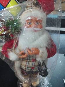 lot 7745 image: Holiday Santa Claus Figurine with Plaid Vest
