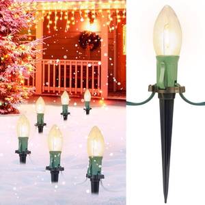lot 7754 image: Brightown C9 Christmas String Lights Outdoor - 25.7 Feet 20 LED Pathway Lights, Connectable Waterproof Walkway Light for Indoor Xmas Party Holiday Wedding Commercial Decorations, Warm White