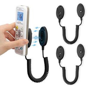lot 8346 image: 2-Pack Magnetic Remote Control Holders with Spring Ropes - Safely Secure Remotes & Small Items, Wall-Mount with Adhesive, Anti-Loss, Rapid Adsorption, Extendable Spring (Black 43 inch, 2 Pack)
