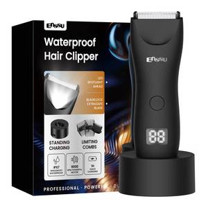 lot 8398 image: ENSSU Trimmer for Men, Manscape Body Hair Trimmer for Men with Ceramic Blade & LED Light, Waterproof Electric Shaver Groomer for Pubic Hair, Chest, Legs & Bikini, Pubic Hair Trimmer for WetDry Use