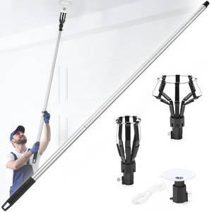 lot 11576 image: 12FT Light Bulb Changer for High Ceilings, Light Bulb Changer with Baskets and Suction Cup, Light Bulb Removal Tool with Pole
