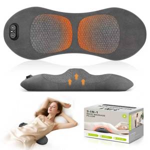 lot 11577 image: Smooth Triple Fusion Back Massager,with Heat, Vibration & Lumbar Traction - Deep Tissue Lumbar Pillow for Lower Back Pain Relief, Relaxation for Home, Office - Corded Electric��Dark Gray��