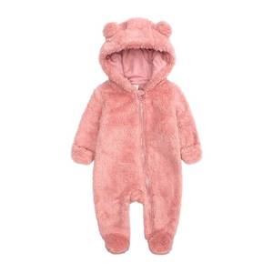 lot 11594 image: Baby Girls Warm Onesie Hoodies Winter Outwear Outfits Fluzzy Jumpsuit for Infant Pink 6-9M