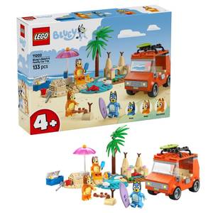 lot 11626 image: LEGO Bluey Bluey��s Beach & Family Car Trip - Toddler Learning Toy for Kids 4 - Includes Bluey, Bingo, and Mum Minifigures - Birthday Gift for Boys and Girls, Ages 4 - 11202