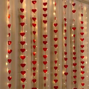 lot 11652 image: Hahafelt 8 Pack Valentines Day Decorations with Heart String Lights and 160 Pcs Red Hearts Felt Garland Valentines Sweetheart Garland Romantic Window Decor for Wedding Anniversary Party Decoration