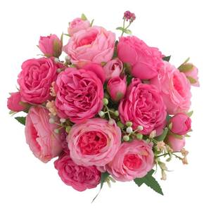 lot 12112 image: karoro 2 Packs Peonies Artificial Flowers, Small Silk Rose Pink Artificial Peonies Flowers Fake Peonies Faux Peonies Bouquet for Centerpiece Table Wedding Party Home Decor (2, Rose Red & Pink)