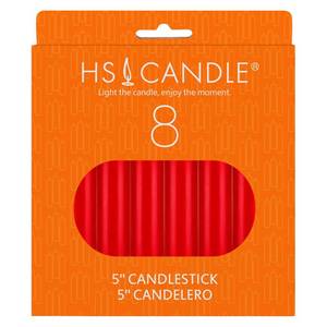 lot 12119 image: HS Candles 8 pcs Unscented 5 Inch Red Taper Candles, Multi Purpose, Household General Usage, Emergency Lighting, Church, Prayer Vigils, Religious Ceremonies