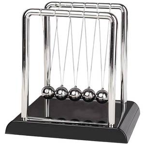 lot 12125 image: Newtons Cradle Swinging Balls, Balance Pendulum with Black Base, Fun Science Physics Toy, Calm Down Fidget Accessory, Desk Stress Relief Toy, Office Decoration (Large Black)