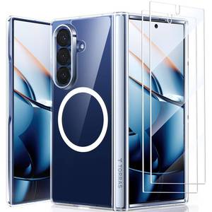 lot 12130 image: TORRAS Magnetic Shockproof for Samsung Galaxy Z Fold 7 Case Clear with Screen Protector, Fit for MagSafe, 4X Military Grade Hinge Protection, Slim Phone Case for Samsung Z Fold 7, Clear