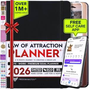 lot 12148 image: Deluxe 2026 Planner Weekly and Monthly  Law of Attraction Planner with Productivity App  12-Month for Productivity, Gratitude & Goal Setting  Includes Foldable Vision Board, Gift Box & Stickers