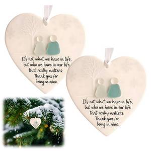 lot 12154 image: 2PCS Heart-Shaped Sea Glass Friendship Decor, Christmas Tree Hanging Ornaments, Timeless Friendship Heart Keepsake (Frendship Sea Glass Decor)