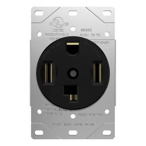 lot 12162 image: ENERLITES 30 Amp Dryer Receptacle Outlet, NEMA 14-30R  Residential Commercial Industrial Grade, OutdoorIndoor, 3-Pole, 4 Wire, (10,8,6,4) AWG, UL Listed  125250V, 66300-BK - Black (Pack of 1)