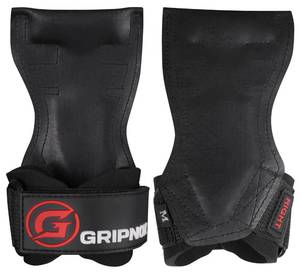 lot 12196 image: GRIPNOX - Premium Weight Lifting Grips & Straps for Deadlifts & Powerlifting �� Anti-Slip Rubber Grip with Padded Wrist Wrap Support �� (Black, Medium 9.50 inch Wrist)