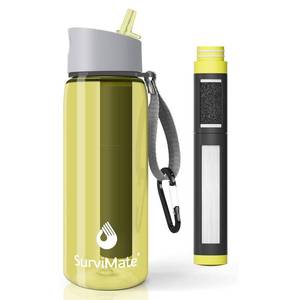 lot 12222 image: SurviMate 5-Stage 0.01�m Ultra-Filtration Filtered Water Bottle, BPA-Free Material, NSFANSI 42&372 Certified, Portable Water Filter Bottle for Survival, Camping, Hiking, and Emergency Use