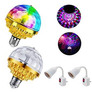 lot 13670 image: RAHAN 2Pack Colorful Rotating Magic Ball Light Plug in Disco Ball Light Bulb with Sockets, Strobe Stage Lighting Lamp for Home Room Dance Birthday Karaoke Halloween Christmas Show Club Decoration