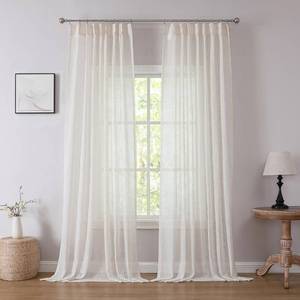 lot 13674 image: Kayne Studio Boho 2 Panels Semi Sheer Pinch Pleated Curtains,Linen Blended 95 Inches Long Window Treatments,Light Filtering Pinch Pleat Drapes for Farmhouse Living Room 36 W x 90 L,18 Hooks,Beige