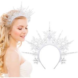 lot 13687 image: Suncalla Christmas Queen Crown Winter Snowflake Crystal Headband for Halloween Crowns Bride Women Quinceanera Headpieces Prom Party Princess Dress up Costume Christmas Hair Accessories