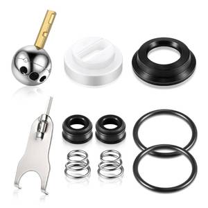 lot 14237 image: Dreyoo Single Handle Faucet Repair Kit with RP212 Stainless Steel Ball Valves and Knob Handles, Compatible with DeltaPeerless Single Handle Faucets, Replacement for RP77739 and 86971(1 Pack)