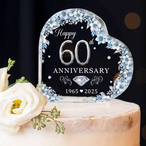 lot 14262 image: 60th Wedding Anniversary Acrylic Cake Topper, 60 th Anniversary Decorations, 60 Wedding Topper, 60 Years Of Married Gifts (60th Anniversary Cake Topper)