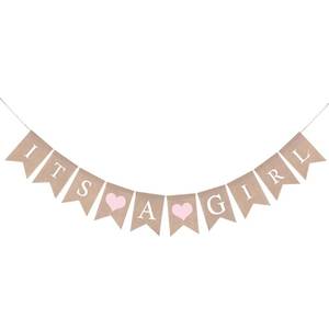 lot 14271 image: GCQQ Its a Girl Banner No DIY Baby Shower Girls Banner Sign, Burlap Babies Showers Girls Banners for Gender Reveal, Welcome Baby Backdrop Decoration