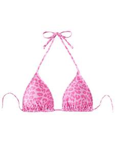 lot 14276 image: SHENHE Womens Leopard Print Triangle Bikini Top Halter Neck Tie Back Padded Swimsuit Top Pink X-Large