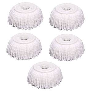 lot 14280 image: 5 PCS Microfiber Replacement Mop Head Spin Mop Head Replacement 5-Pack, Microfiber Refill Heads Universal for 360 Spin Magic Mopping, Round Shape Standard Size White