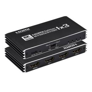 lot 14289 image: 8K60Hz HDMI Splitter 1 in 3 Out, 1x3 HDMI 2.1 Splitter Support 4K120Hz, 1080P240Hz VRR HDCP2.3 HDR HDR10 48Gbps EDID Dolby Atmos 7.1ch, Only DuplicateMirror Screens Not Extend