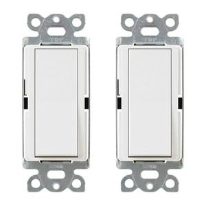 lot 14298 image: Lutron Claro OnOff Switch 15-Amp, Single-Pole, CA-1PS-WH-2, White, 2 Pack