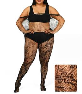 lot 14300 image: ANNTXL Floral Lace Plus Size Tights High Waist Velvet Pantyhose Sunflower Fishnet Stockings Leggings