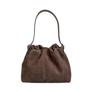 lot 14305 image: Women Suede Purse Tote Handbag Drawstring Bucket Cloud Bag Crossbody Shoulder Bag (Coffee Brown)