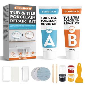lot 14318 image: Bondtech Porcelain Repair Kit, White Bathtub & Tile Repair Kit, for Tub, Enamel, Fiberglass, Acrylic, Porcelain, Ceramic, Marble, Granite, Chips, Dents, Cracks, Hole (xbg-b2k)
