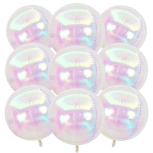 lot 14322 image: Iridescent Balloons 9 pcs,Iridescent Birthday Decorations Giant 4D Round Balloons 22 Inch for Wedding Baby Shower Holographic Party Decor