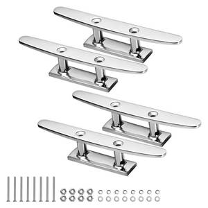 lot 14331 image: OBAKL Boat Cleats 6 Inch, Marine Grade 316 Stainless Steel Boat Mooring Cleat Pack of 4, Installation Accessories Included