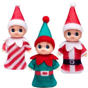 lot 14336 image: JOYIN 3 PCS Christmas Tiny Doll Colorful Plush Dolls Accessories Tiny Doll of Girl for Accessories and Props, Christmas Party Decoration and Stocking Stuffers