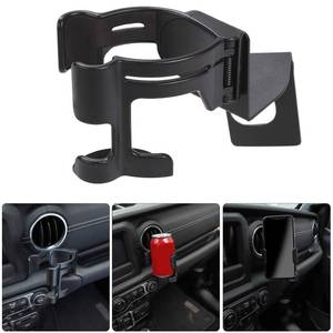 lot 14350 image: Savadicar JL & JT Multi-Function Drink Cup Phone Holder, 2 in 1 Bolt-on Stand Bracket Organizer, Cellphone Mount for 2018-2023 Jeep Wrangler JL JLU 4XE & Gladiator JT, Interior Accessories, Black