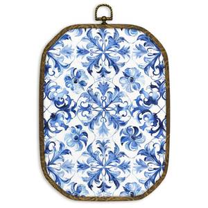 lot 14373 image: nvucamd Chinoiserie Floral Wall Art Decor Framed, Grandmillennial Wall Decor, Mediterranean Blue and White Flower Canvas Prints Art Hanging Decorations for Home Living Room Bedroom Bathroom, 10.2x7In